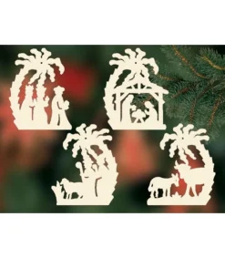 4 Crèches De Noël Sous Un Palmier A Suspendre Au Sapin - Set N° 23<Ratags, décos de Noël lumineuses en bois Fashion