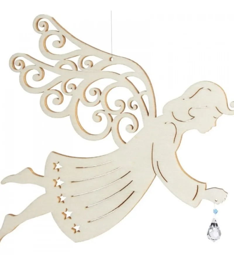 Ange De Noël A Suspendre En Feuille D'Erable Avec Cristal Swarovski, 19 Cm<Waldfabrik, photophore en bois et étoile sapin de Noël New