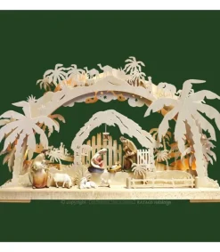 Arche Lumineuse Electrique Led, Personnages Crèche De Noël En Bois Cisele Peint<Ratags, décos de Noël lumineuses en bois Flash Sale