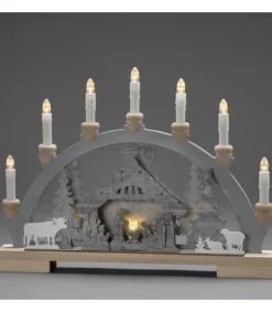 Arche Lumineuse Led En Bois Avec Crèche De Noël, 7 Lampes, 45 Cm<Konstsmide, guirlandes lumineuses de Noël Best Sale