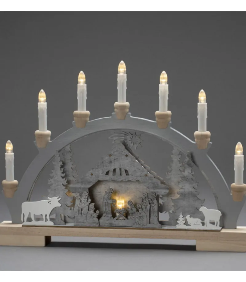 Arche Lumineuse Led En Bois Avec Crèche De Noël, 7 Lampes, 45 Cm<Konstsmide, guirlandes lumineuses de Noël Best Sale