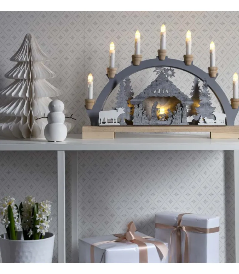 Arche Lumineuse Led En Bois Avec Crèche De Noël, 7 Lampes, 45 Cm<Konstsmide, guirlandes lumineuses de Noël Best Sale