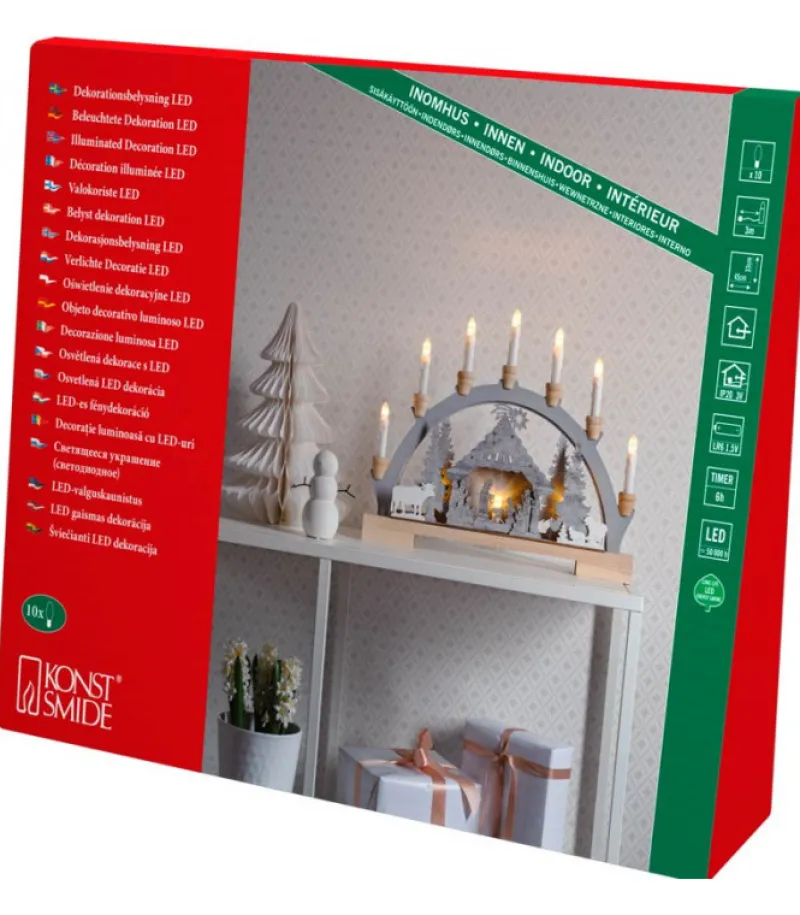 Arche Lumineuse Led En Bois Avec Crèche De Noël, 7 Lampes, 45 Cm<Konstsmide, guirlandes lumineuses de Noël Best Sale