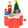 Boite A Musique A Manivelle Rouge, Père Noël Et Enfant<Graupner, décoration de sapin de Noël, Déco Noël enfant Best