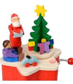 Boite A Musique A Manivelle Rouge, Père Noël Et Enfant<Graupner, décoration de sapin de Noël, Déco Noël enfant Best