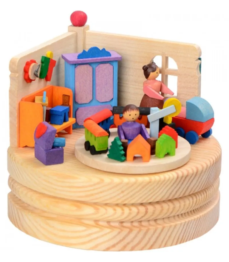 Boite A Musique En Bois, Maman Et Ses 2 Enfants<Graupner, décoration de sapin de Noël, Déco Noël enfant Outlet