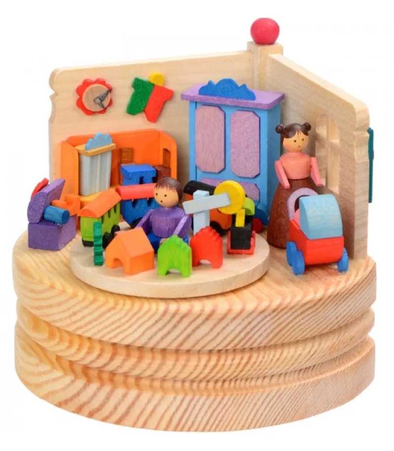 Boite A Musique En Bois, Maman Et Ses 2 Enfants<Graupner, décoration de sapin de Noël, Déco Noël enfant Outlet