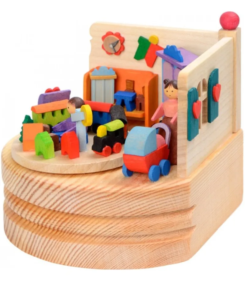 Boite A Musique En Bois, Maman Et Ses 2 Enfants<Graupner, décoration de sapin de Noël, Déco Noël enfant Outlet