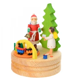 Boite A Musique En Bois, Père Noël Et Ange Blanc<Graupner, décoration de sapin de Noël, Déco Noël enfant Cheap