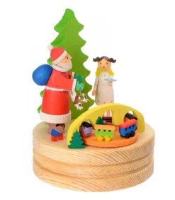 Boite A Musique En Bois, Père Noël Et Ange Blanc<Graupner, décoration de sapin de Noël, Déco Noël enfant Cheap