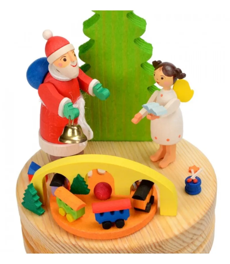 Boite A Musique En Bois, Père Noël Et Ange Blanc<Graupner, décoration de sapin de Noël, Déco Noël enfant Cheap