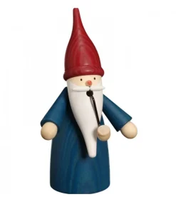 Bonhomme Fumeur Père Noël Manteau Bleu<Seiffener Volkskunst Store