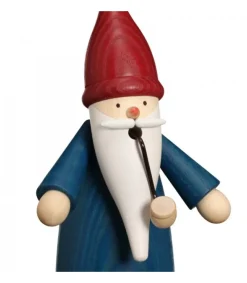 Bonhomme Fumeur Père Noël Manteau Bleu<Seiffener Volkskunst Store