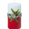 Bougie Décorative De Noël, Blanc Rouge, 12 Cm<Ewa Kerzen, bougies de Noël et bougies de l'Avent Discount