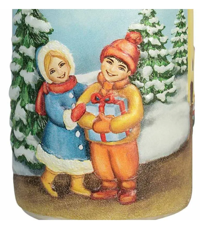 Bougie Décorative De Noël, Motif Vintage Enfant Et Village<Ewa Kerzen, bougies de Noël et bougies de l'Avent Cheap