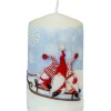 Bougie De Noël Ronde Avec Des Pères Noël Sur Un Traineau<Ewa Kerzen, bougies de Noël et bougies de l'Avent New