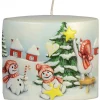 Bougie De Noël Vintage Scene Bonhommes De Neige Et Sapin<Ewa Kerzen, bougies de Noël et bougies de l'Avent Discount