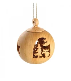 Boule De Noël En Bois, Motif Elan, 6 Cm<Waldfabrik, photophore en bois et étoile sapin de Noël Flash Sale