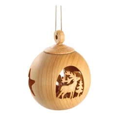 Boule De Noël En Bois, Motif Cerf, 6 Cm<Waldfabrik, photophore en bois et étoile sapin de Noël Best
