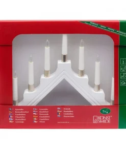 Chandelier À 7 Branches Electrique En Bois Blanc<Konstsmide, guirlandes lumineuses de Noël Clearance