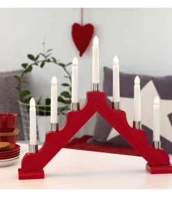 Chandelier À 7 Branches En Bois, Rouge<Konstsmide, guirlandes lumineuses de Noël Best