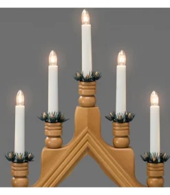 Chandelier 7 Bougies Electriques En Bois De Chene<Konstsmide, guirlandes lumineuses de Noël Discount