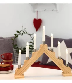 Chandelier De Noël À 7 Branches, Bois Naturel<Konstsmide, guirlandes lumineuses de Noël Cheap