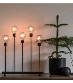 Chandelier Led 5 Ampoules Rondes Ambrees En Metal Noir, 54 Cm<Konstsmide, guirlandes lumineuses de Noël Cheap