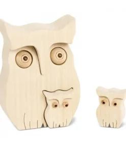 Chouette En Bois Avec Deux Bebes Chouettes, 10 Cm<Waldfabrik, photophore en bois et étoile sapin de Noël Cheap