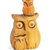 Chouette En Bois Poli Avec Deux Enfants, 8 Cm<Waldfabrik, photophore en bois et étoile sapin de Noël Cheap
