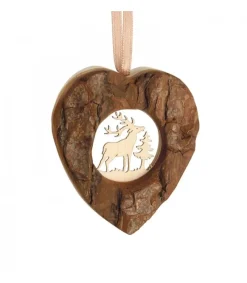 Coeur En Bois A Suspendre Motif Cisele Cerf, 6 Cm<Waldfabrik, photophore en bois et étoile sapin de Noël Discount