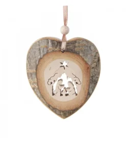 Coeur En Bois A Suspendre Motif Cisele Crèche, 7 Cm<Waldfabrik, photophore en bois et étoile sapin de Noël Store