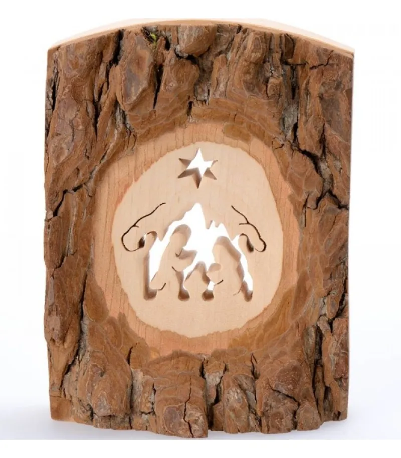 Crèche A Poser En Ecorce De Bois, 11 Cm<Waldfabrik, photophore en bois et étoile sapin de Noël Hot