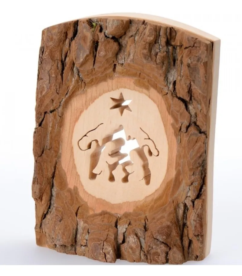 Crèche A Poser En Ecorce De Bois, 11 Cm<Waldfabrik, photophore en bois et étoile sapin de Noël Hot