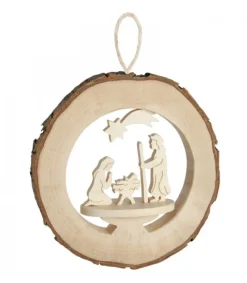 Crèche De Noël A Suspendre Dans Anneau De Bois<Waldfabrik, photophore en bois et étoile sapin de Noël Online