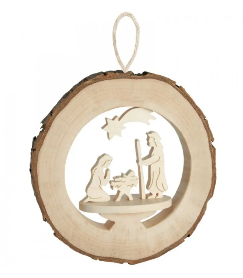 Crèche De Noël A Suspendre Dans Anneau De Bois<Waldfabrik, photophore en bois et étoile sapin de Noël Online