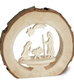 Crèche De Noël Dans Anneau D'Ecorce De Bois, 10 Cm<Waldfabrik, photophore en bois et étoile sapin de Noël Hot