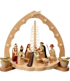 Crèche De Noël En Bois Avec Bougeoir 18 Cm<Richard Glasser, Pyramides de Noël allemandes Cheap