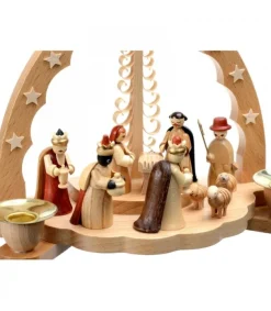Crèche De Noël En Bois Avec Bougeoir 18 Cm<Richard Glasser, Pyramides de Noël allemandes Cheap