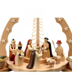 Crèche De Noël En Bois Avec Bougeoir 18 Cm<Richard Glasser, Pyramides de Noël allemandes Cheap
