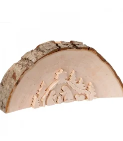 Crèche De Noël En Relief, Taillee Dans Un Rondin De Bois, 12 Cm<Waldfabrik, photophore en bois et étoile sapin de Noël Sale