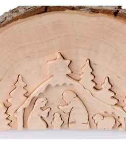 Crèche De Noël En Relief, Taillee Dans Un Rondin De Bois, 12 Cm<Waldfabrik, photophore en bois et étoile sapin de Noël Sale