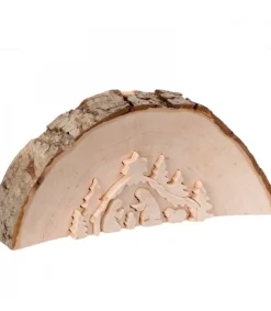 Crèche De Noël En Relief, Taillee Dans Un Rondin De Bois, 12 Cm<Waldfabrik, photophore en bois et étoile sapin de Noël Sale