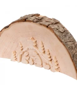 Crèche De Noël En Relief, Taillee Dans Un Rondin De Bois, 12 Cm<Waldfabrik, photophore en bois et étoile sapin de Noël Sale
