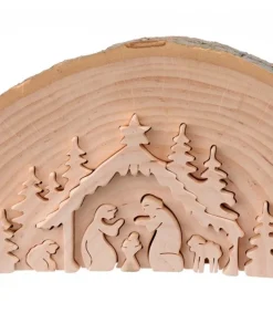 Crèche De Noël En Relief, Taillee Dans Un Rondin De Bois, 15 Cm<Waldfabrik, photophore en bois et étoile sapin de Noël Discount