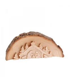 Crèche De Noël En Relief, Taillee Dans Un Rondin De Bois, 20 Cm<Waldfabrik, photophore en bois et étoile sapin de Noël New