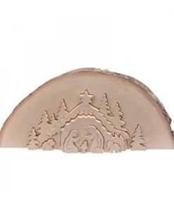 Crèche De Noël En Relief, Taillee Dans Un Rondin De Bois, 27 Cm<Waldfabrik, photophore en bois et étoile sapin de Noël New