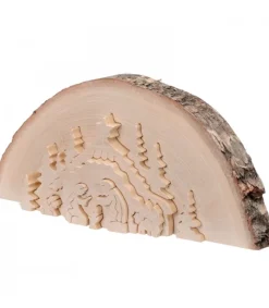 Crèche De Noël En Relief, Taillee Dans Un Rondin De Bois, 27 Cm<Waldfabrik, photophore en bois et étoile sapin de Noël New