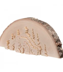Crèche De Noël En Relief, Taillee Dans Un Rondin De Bois, 27 Cm<Waldfabrik, photophore en bois et étoile sapin de Noël New