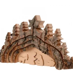 Crèche De Noël Taillee Dans Une Ecorce De Bois, Motif Grotte, 20 Cm<Waldfabrik, photophore en bois et étoile sapin de Noël Best